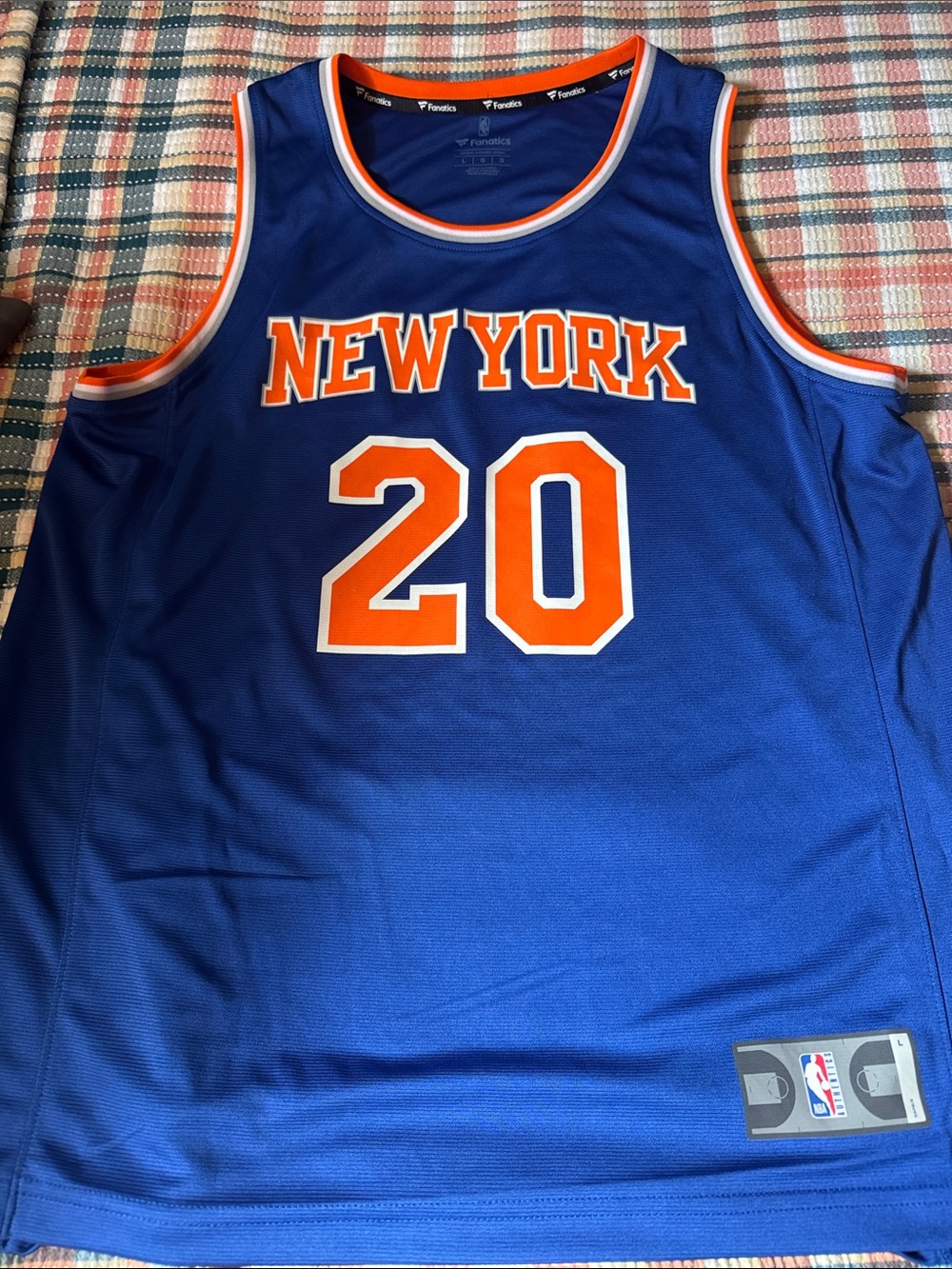Fanatics Blue and Orange New York #20 Basketball Jersey